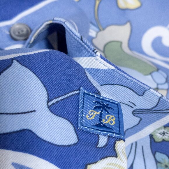 Men's Tommy Bahama Hawaiian Style Floral Pattern Blue Sz. Small 100% Silk Casual - Picture 5 of 7